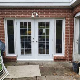 Double Beautiful White Garden Doors With Grids