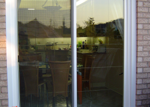 sliding white glass patio doors