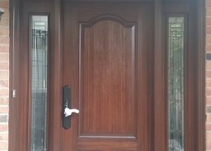 custom wooden door design with sidelites