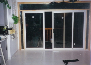 white sliding glass patio doors