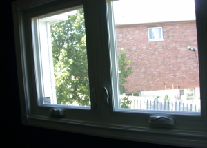 windows with white trims and locks