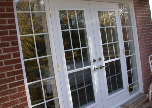 2 door white door with glass designs and sidelites