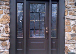 elegant door with arch and glass panes