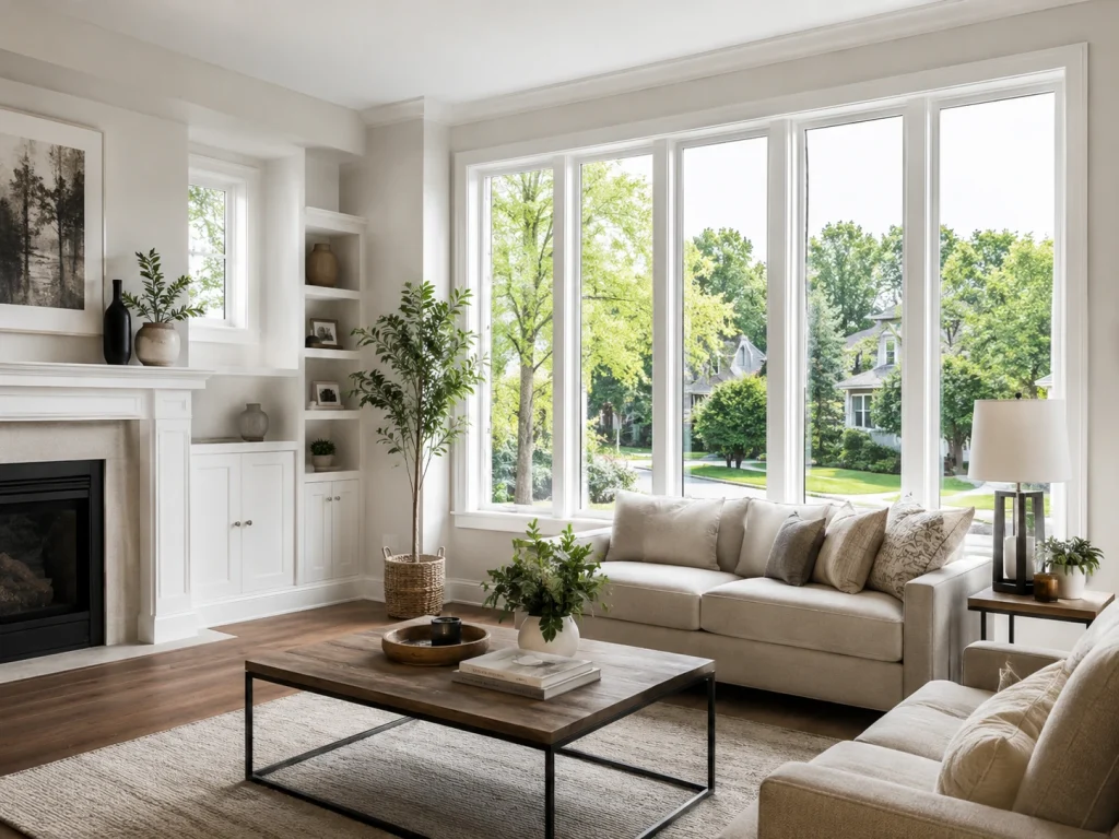 Bright Gta Living Room With Energy Efficient Replacement Windows