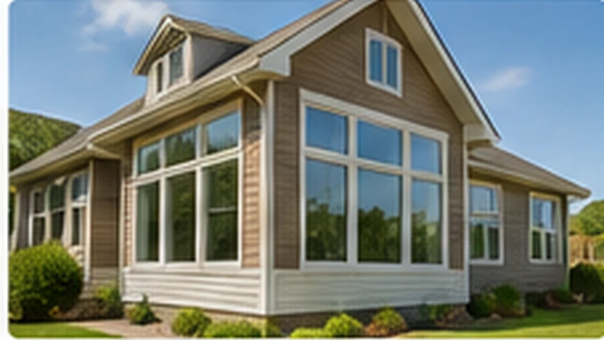 Exterior of a home with large energy-efficient windows on a sunny day